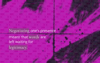 Graphic card with an abstract magenta and black background. The text reads: ‘When necessity is read as will, and the absence of alternatives as personal choice, violence tends not to be recognised.’ The image highlights the experience of women in socio-economic vulnerability, showing how limited resources and opportunities affect their visibility, protection and credibility.