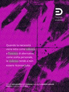 Card grafica con fondo astratto nelle tonalità magenta e nero. Il testo recita: “Quando la necessità viene letta come volontà e l’assenza di alternative come scelta personale, la violenza tende a non essere riconosciuta.” L’immagine affronta il tema delle donne in condizione socio-economica fragile, mostrando come la mancanza di risorse e opportunità influenzi la possibilità di essere ascoltate, protette e credute.