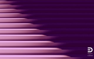 Abstract purple layered shapes representing the gradual formation of social norms and the concept of the obvious as a structured reality.